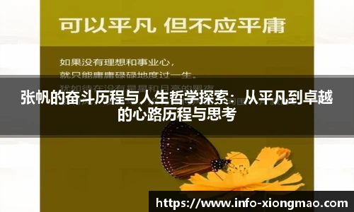 张帆的奋斗历程与人生哲学探索：从平凡到卓越的心路历程与思考
